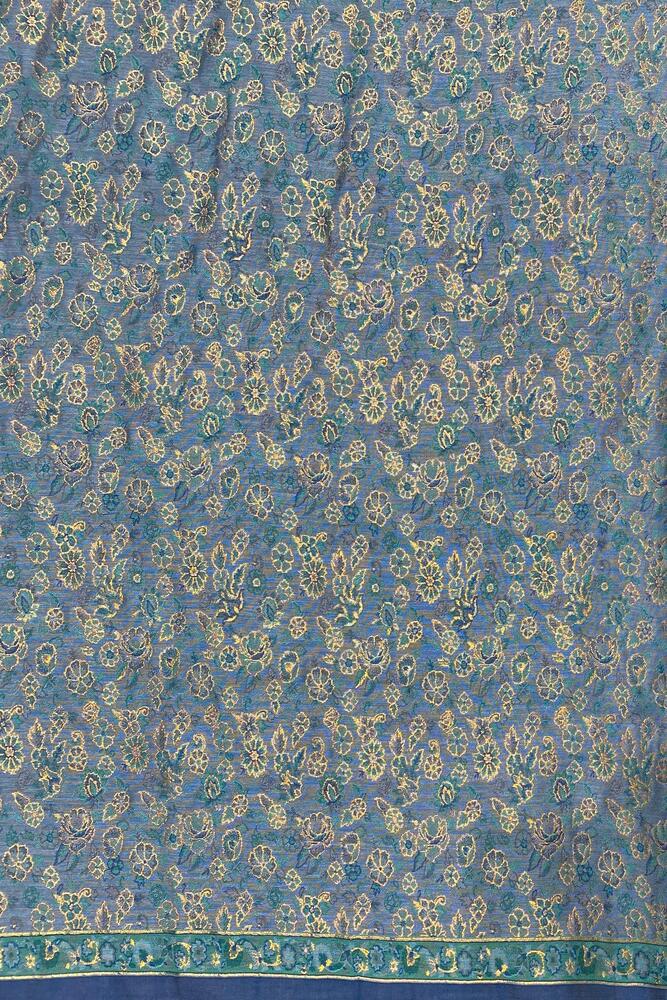 Royal Blue Pure Kani Handloom Silk Saree With Unstiched Jamewar Woven Blouse