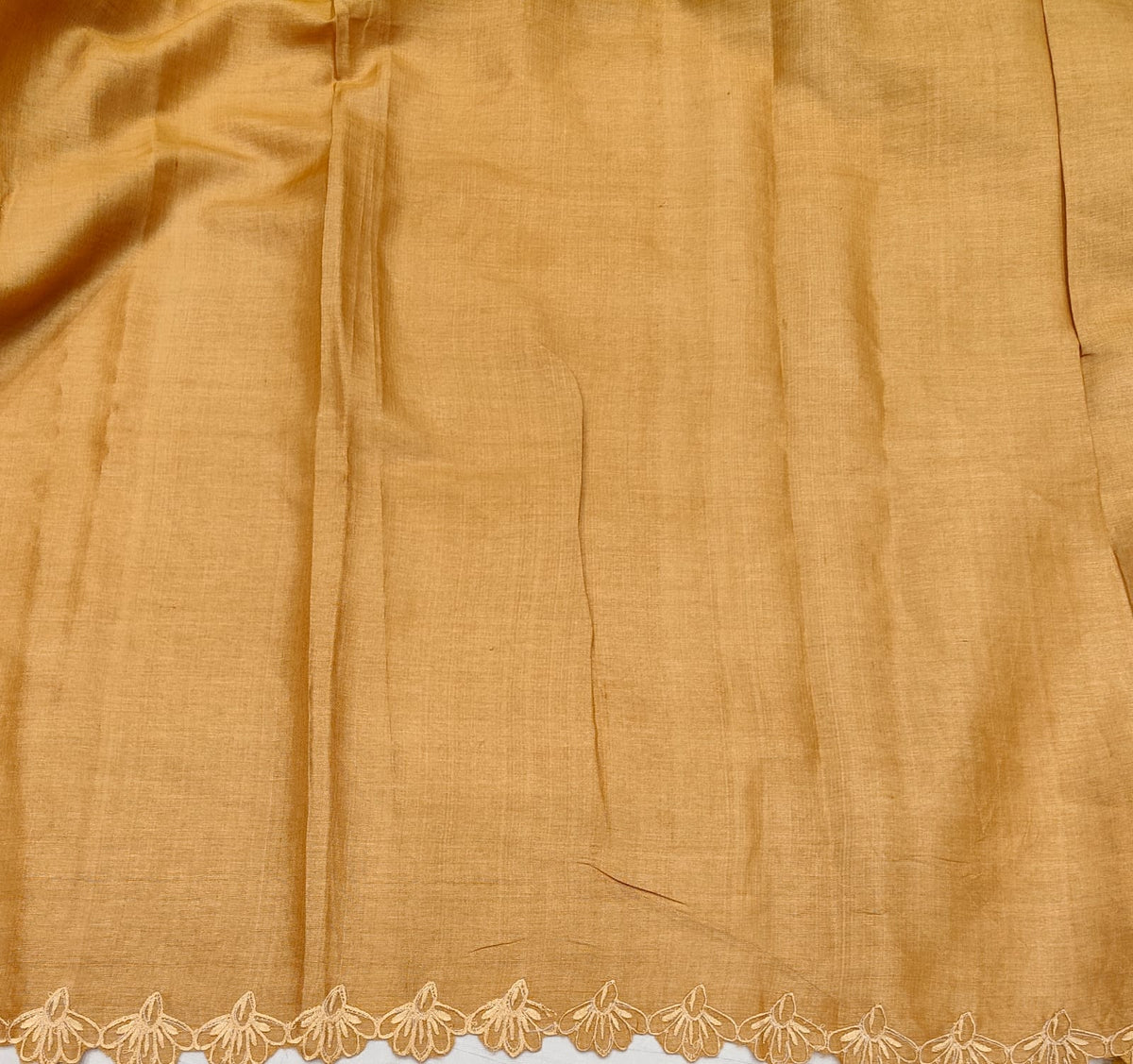 Mauve Pink and Mustard Yellow Tussar Applique Work Saree, With Unstiched Blouse