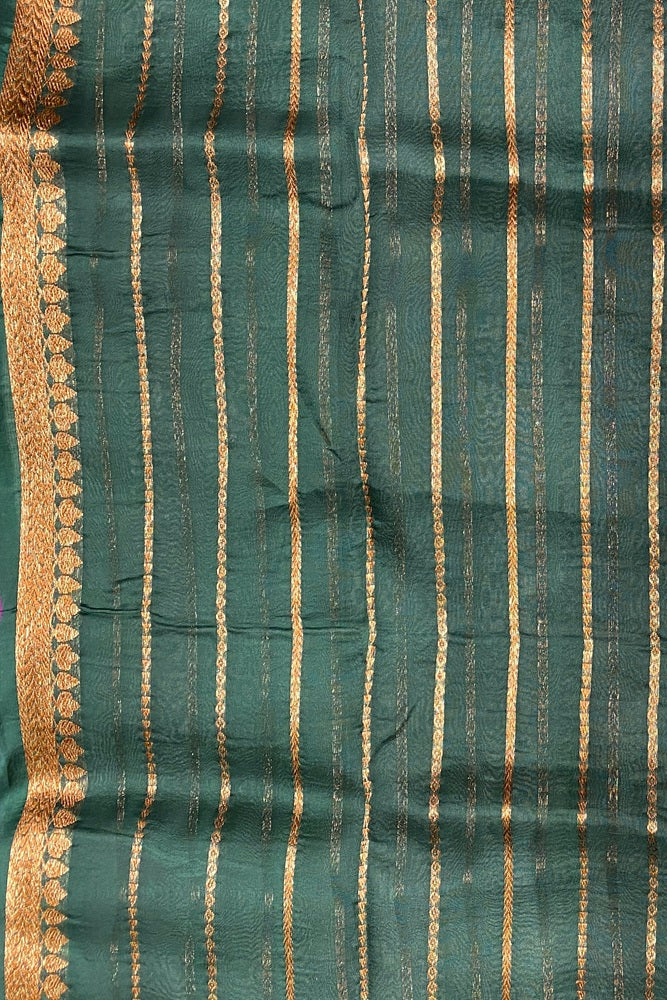 Purple Kora Banarasi Silk Saree, With Unstich Blouse Piece