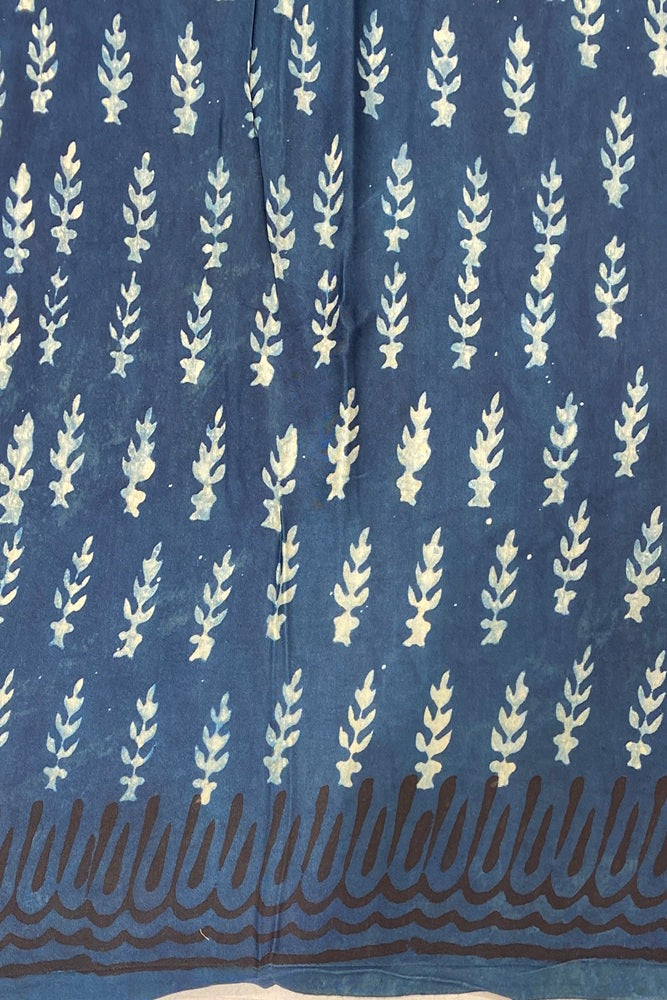 Blue Pure Modal Silk Ajrakh Printed Saree With Unstich Blouse