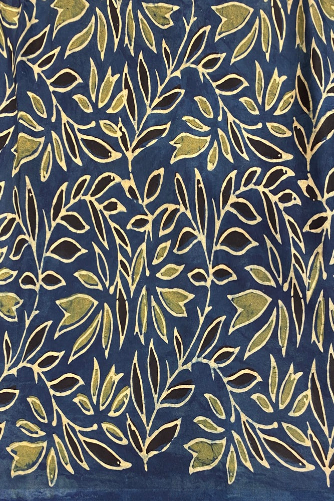 Deep Blue Pure Modal Silk Ajrakh Printed Saree With Unstich Blouse