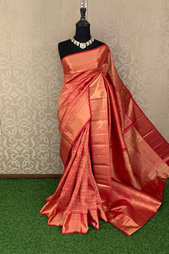 Red Kanjeevaram Silk Saree With Blouse