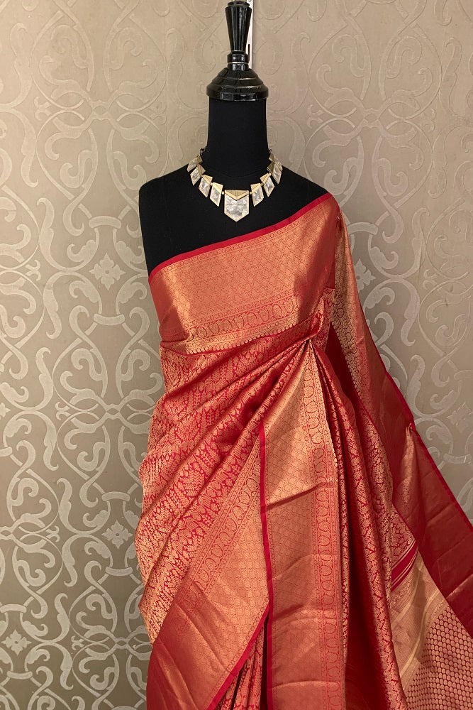 Red Kanjeevaram Silk Saree With Blouse