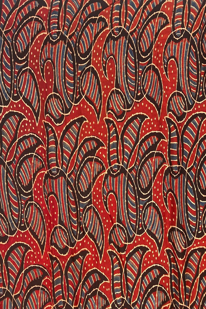 Red Pure Modal Silk Ajrakh Printed Saree With Blouse