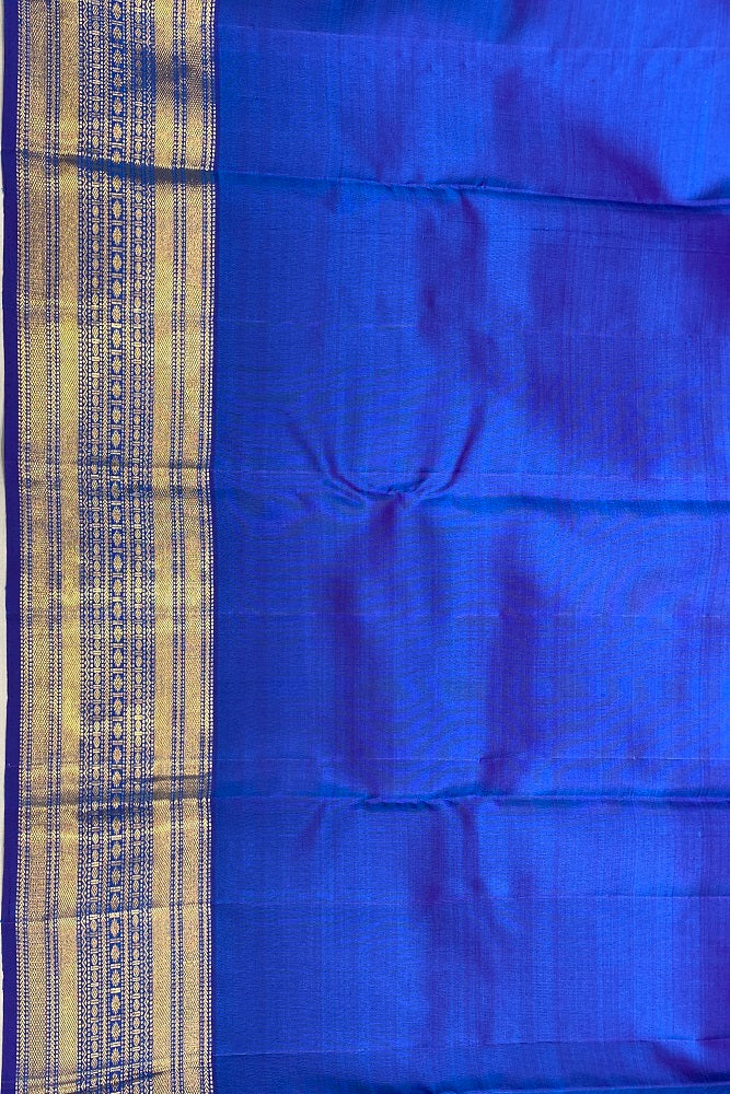 Blue Pure Kanjeevaram Silk Saree With Blouse