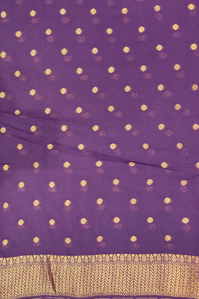Multi & Purple Georgette Saree With Rangcut Work, With Unstiched Blouse
