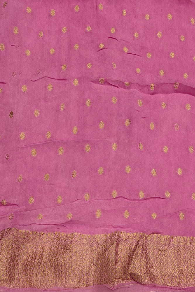 Multi & Pink Georgette Saree With Rangcut Work, With Unstiched Blouse