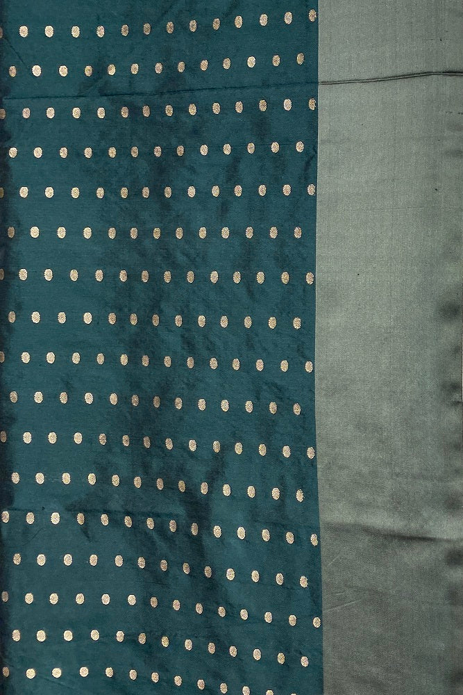BOTTLE GREEN KATAN SILK BANARASI SELF WEAVING SAREE WITH BLOUSE