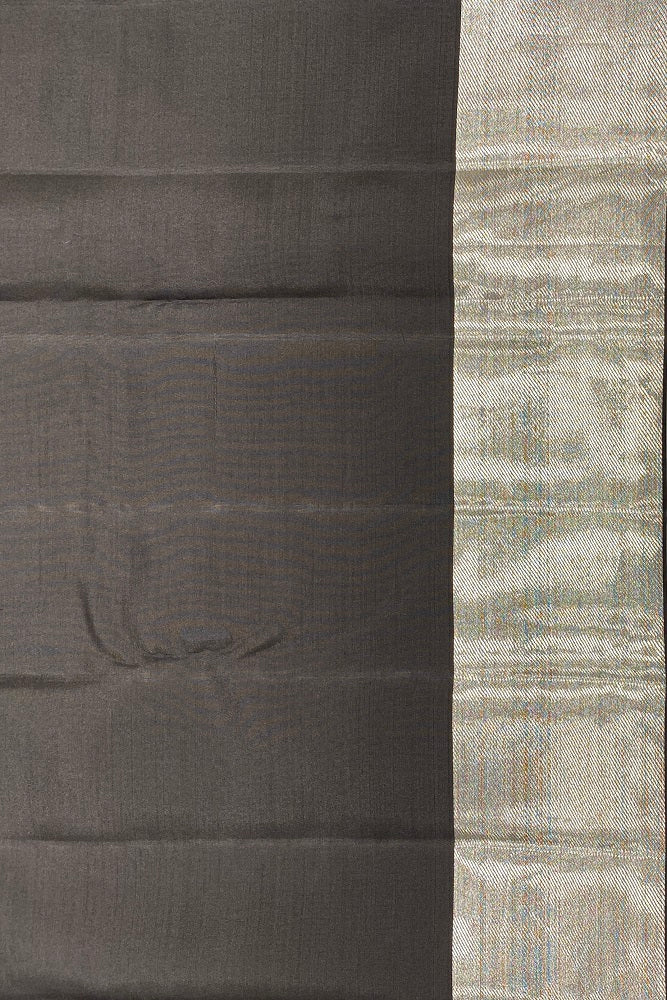 Black Pure Kanjeevaram Silk Saree With Border And Blouse Piece
