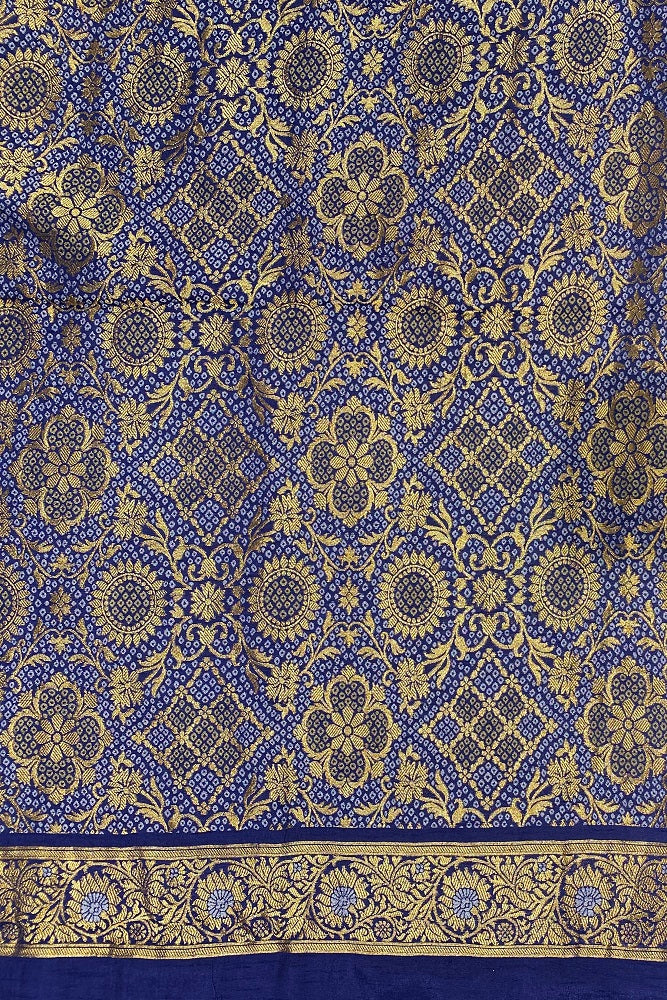Sky Blue Munga Patola Silk Saree With Blouse Piece