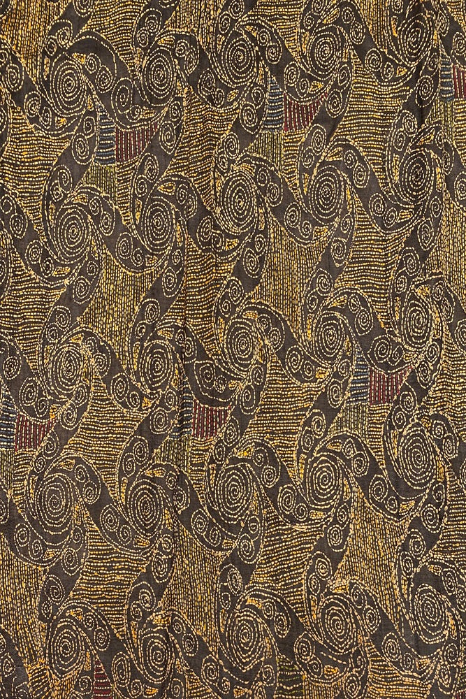 Multi Tussar Printed Embroidery Saree With Kantha Stitched Blouse