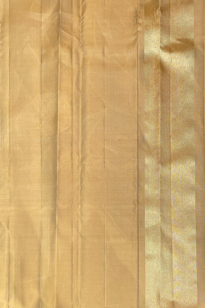 Golden Pure Kanjeevaram Silk Saree, With Unstiched Blouse