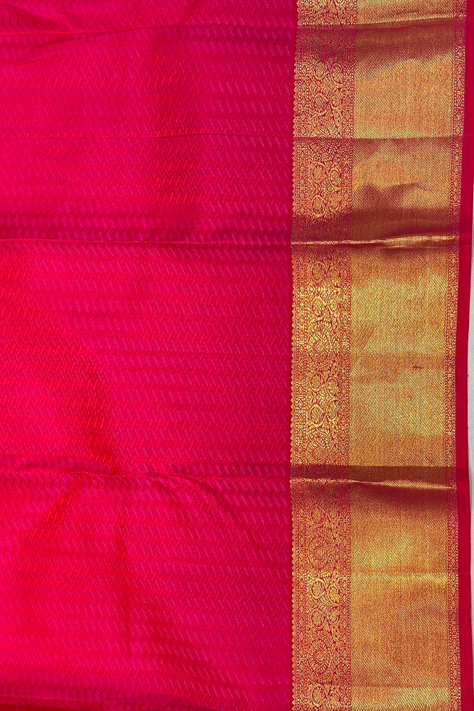 Pink Kanjeevaram Silk Saree Hand Weaving With Blouse