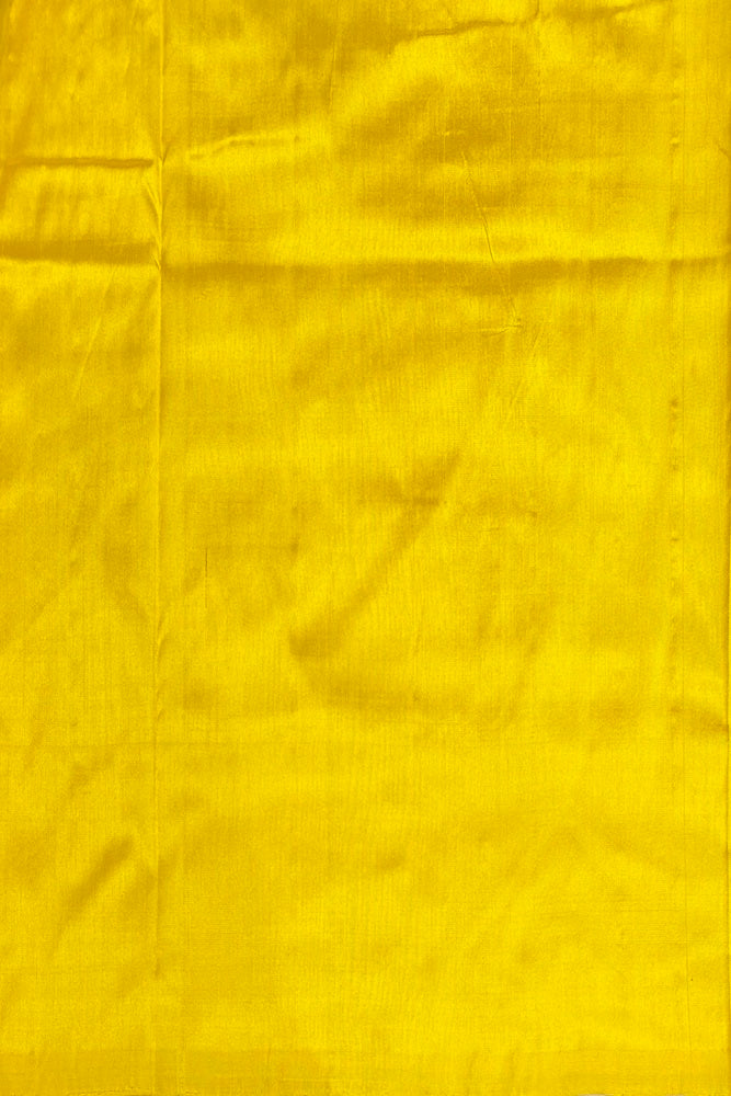 Black & Yellow Pochampally Ikat Silk Saree, Grey Colour Weaving With Unstiched Blouse