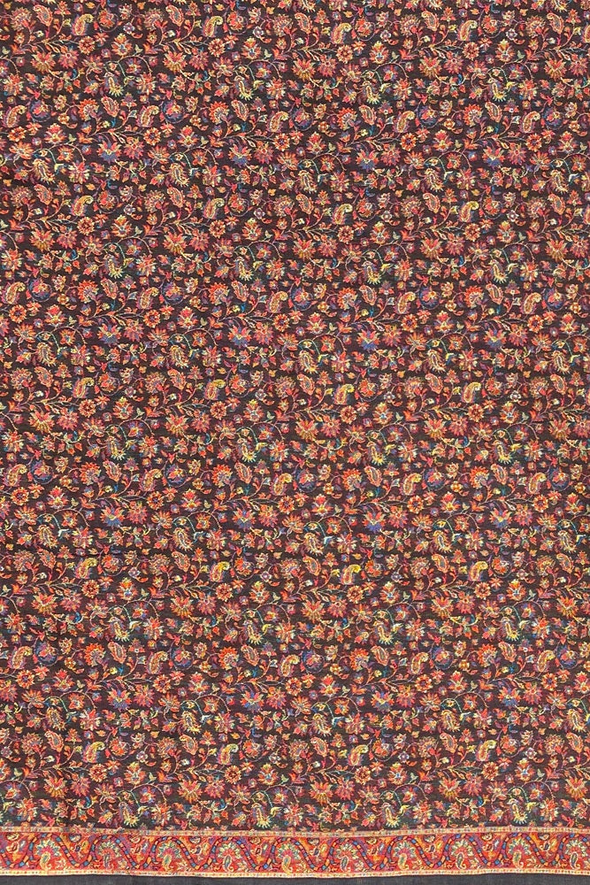 Black Pure Kani Handloom Silk Saree With Floral Woven Blouse