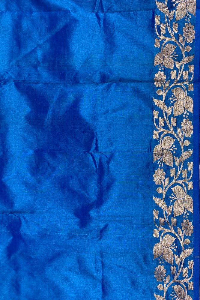 Royal Blue Katan Silk Banarasi Hand Weaving Saree With Blouse