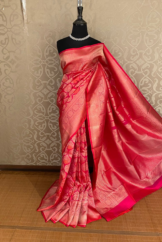 Golden Rani Pure Kanjeevaram Silk Saree, With Unstiched Blouse