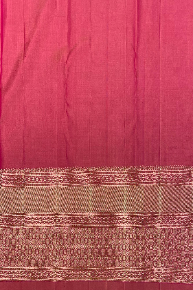 Golden Pink Pure Kanjeevaram Silk Saree, With Unstiched Blouse