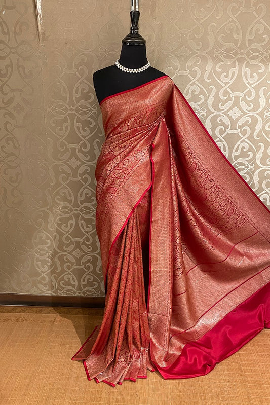 Magenta Brocket Crepe Silk Party Wear Saree, With Unstitched Blouse