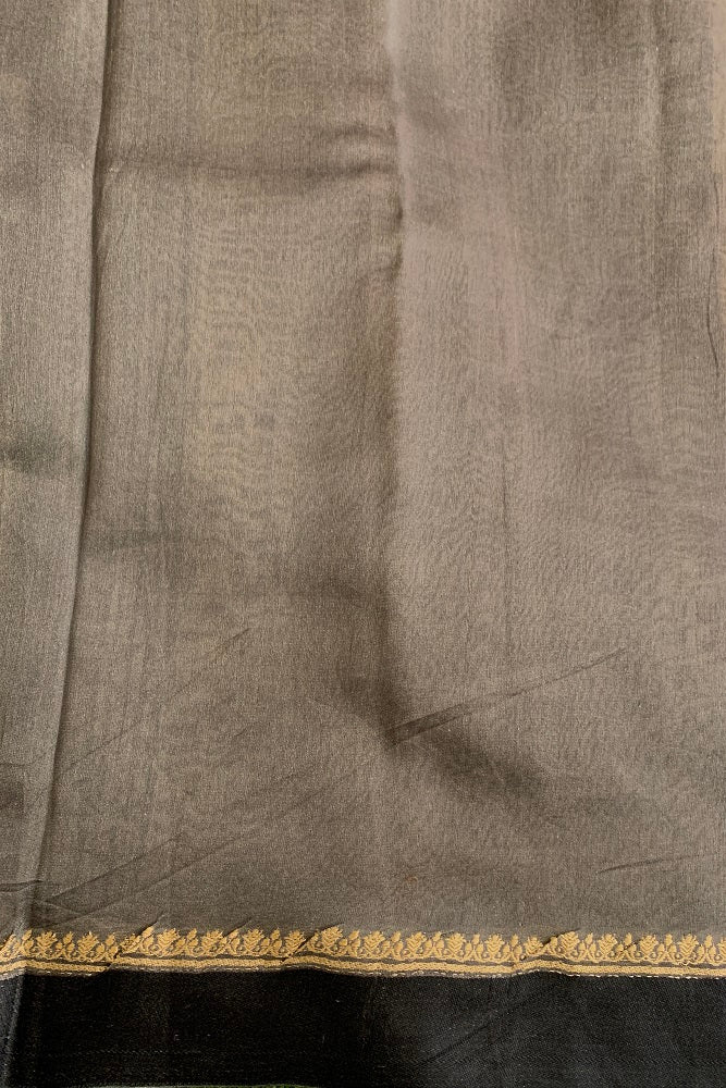 Offwhite Black Mulmul Chandri Printed Saree With Blouse Piece