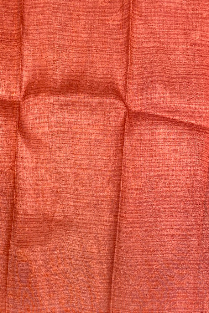 Light Beige Tussar Silk Printed Saree, With Unstiched Blouse