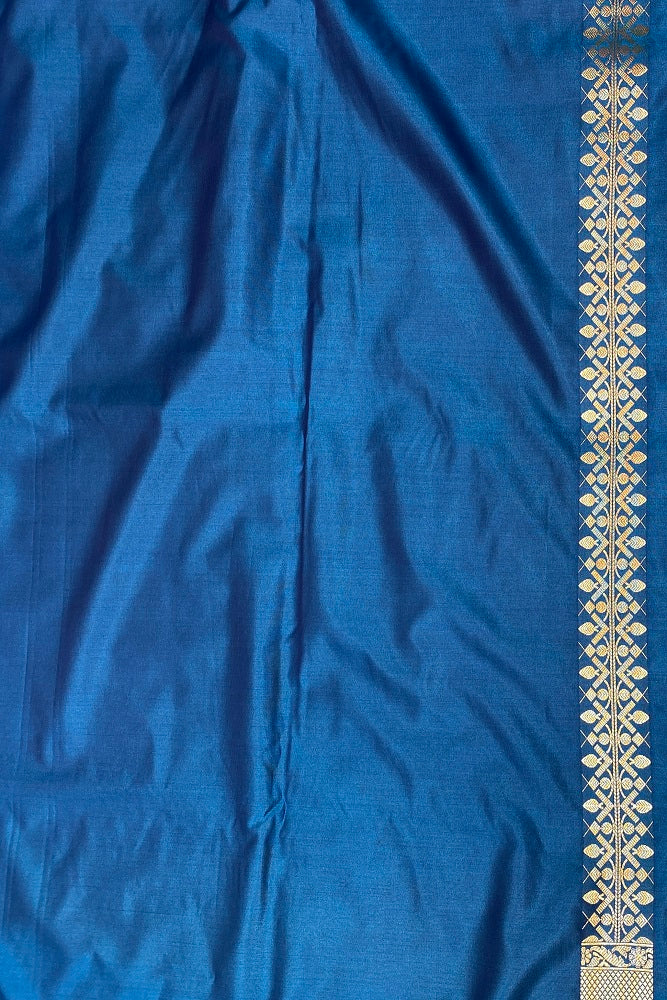 Royal Blue Uppada Silk Saree Weaving Jaal Work With Blouse