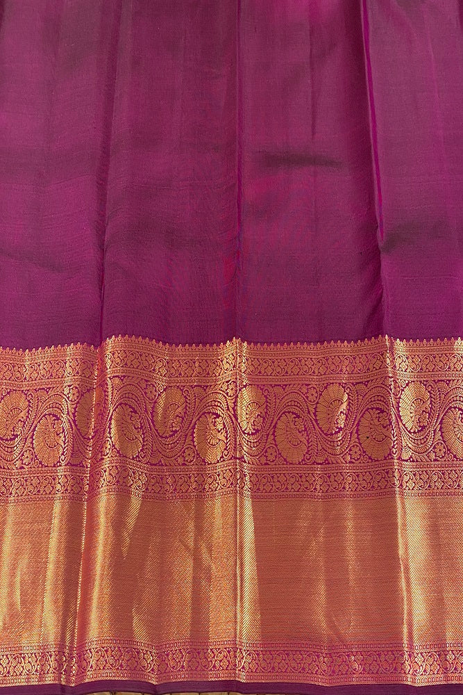 Deep Purple Pure Kanjeevaram Silk Saree, With Unstiched Blouse