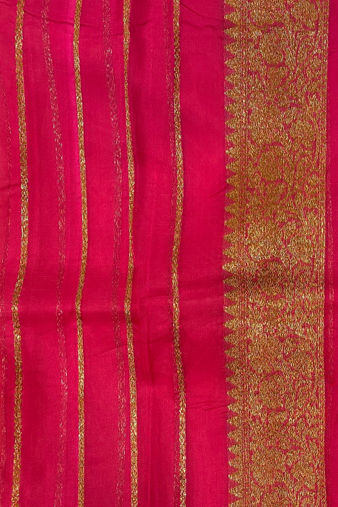 Golden Beige Kora Banarasi Silk Saree, With Unstiched Blouse