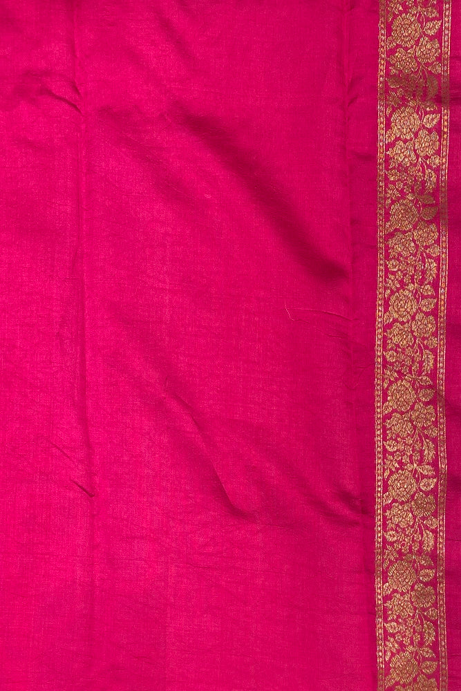 Onion Pink Pure Munga Banarasi Silk Saree, Hand Woven Motifs With Unstiched Blouse