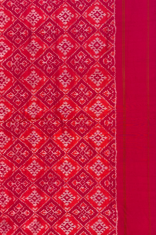 Multi Pochampally Ikat Silk Saree, White Colour Weaving With Unstiched Blouse - Saarang Sarees