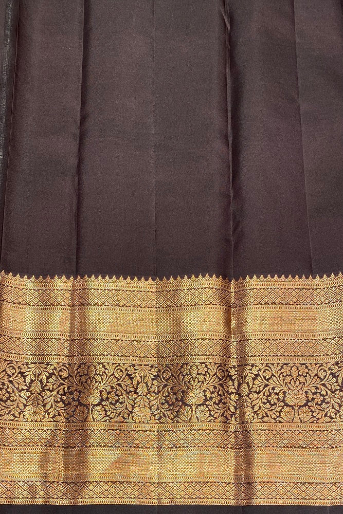 Golden Orange Pure Kanjeevaram Silk Saree, With Unstiched Blouse