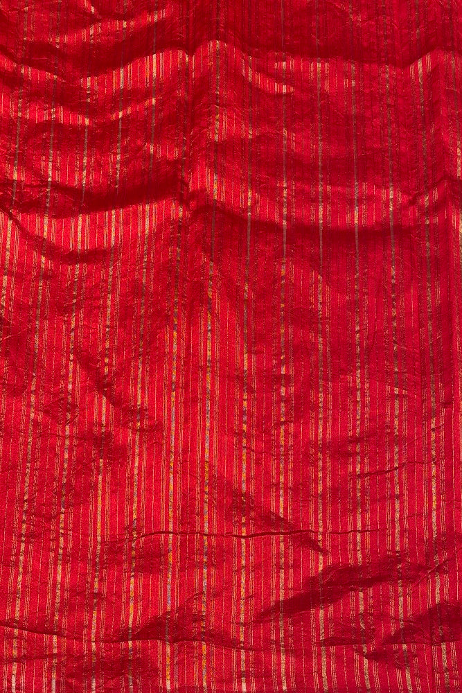 Deep Green Chiniya Silk Saree Hand Woven Butas, With Unstiched Blouse