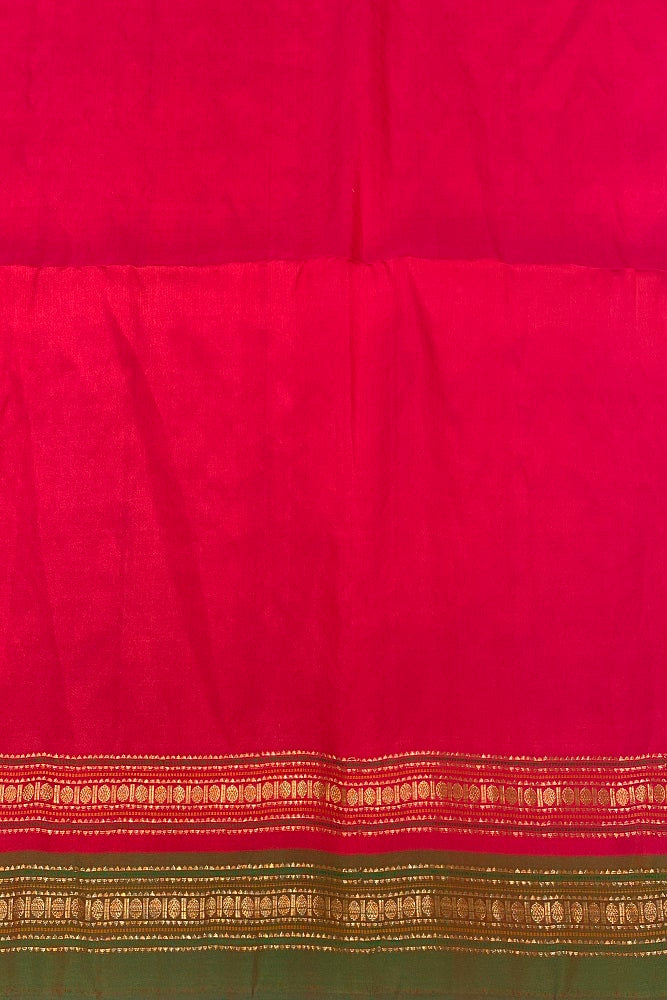 Forest Green Pure Coimbatore Silk Saree, With Unstiched Blouse