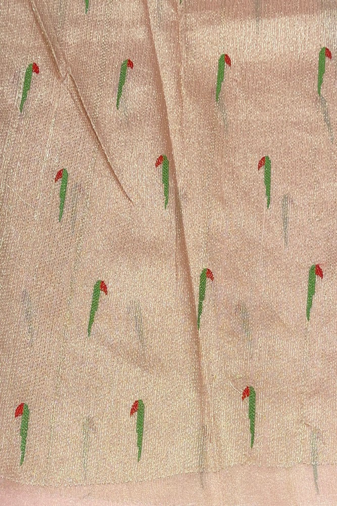 Pink Tissue Organza Silk Resham Embroidery Saree, With Unstiched Blouse