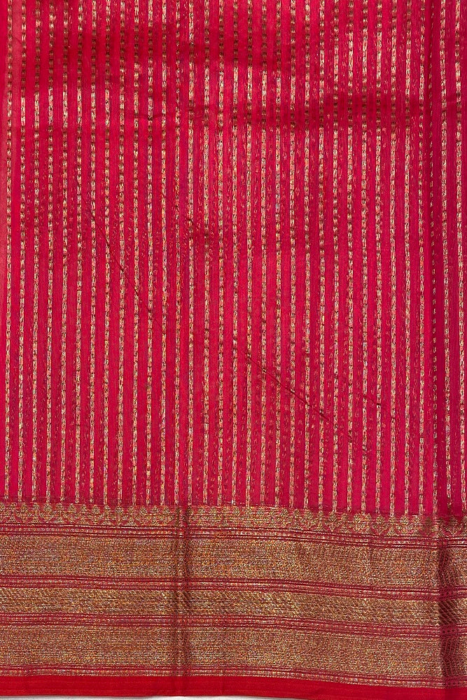 Rani Pink Chanderi Silk Saree Zari Butas With Blouse Piece