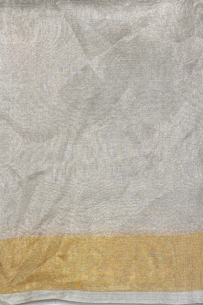 Silver Tissue Handloom Saree With Blouse Piece