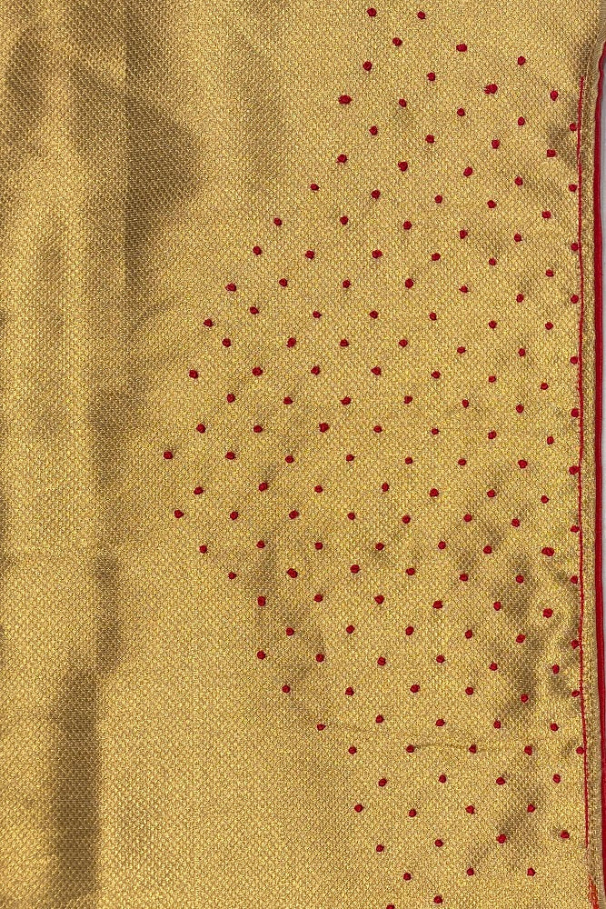 Gold Tissue Kota Saree Hand Embroidery Work, With Blouse Piece