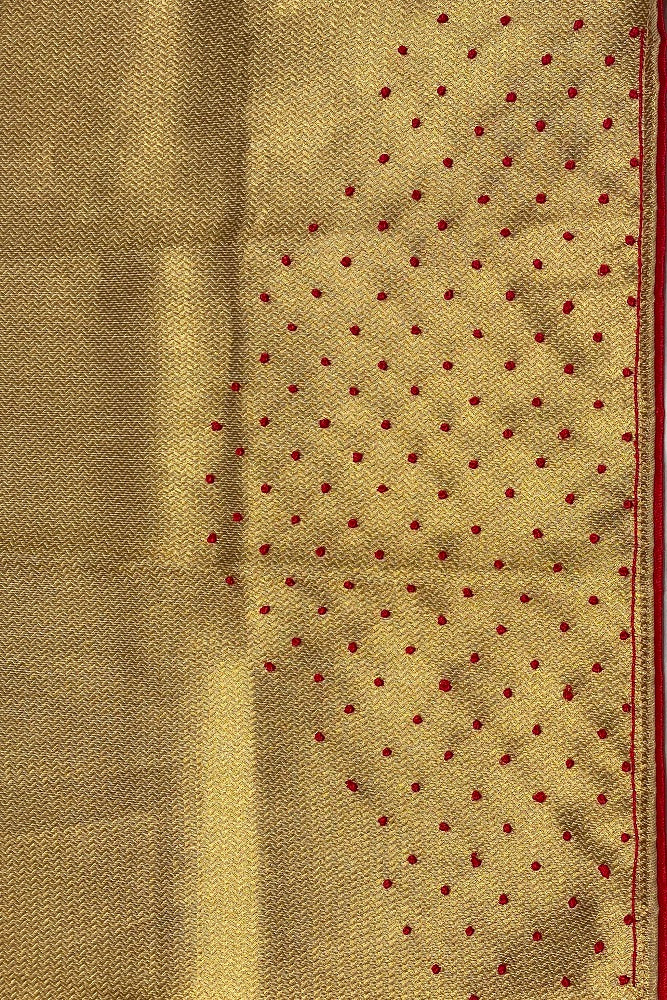 Gold Tissue Kota Saree Hand Embroidery Work, With Blouse Piece