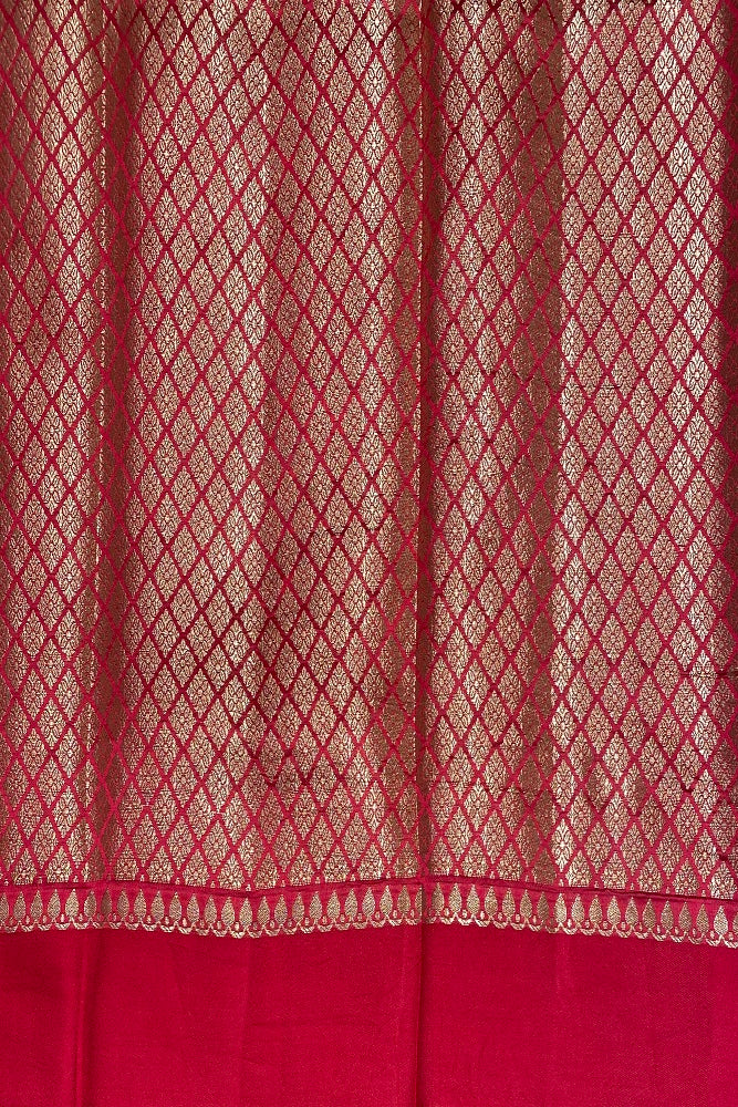Redish PInk Chiniya Silk Saree Hand Woven Butas With Blouse