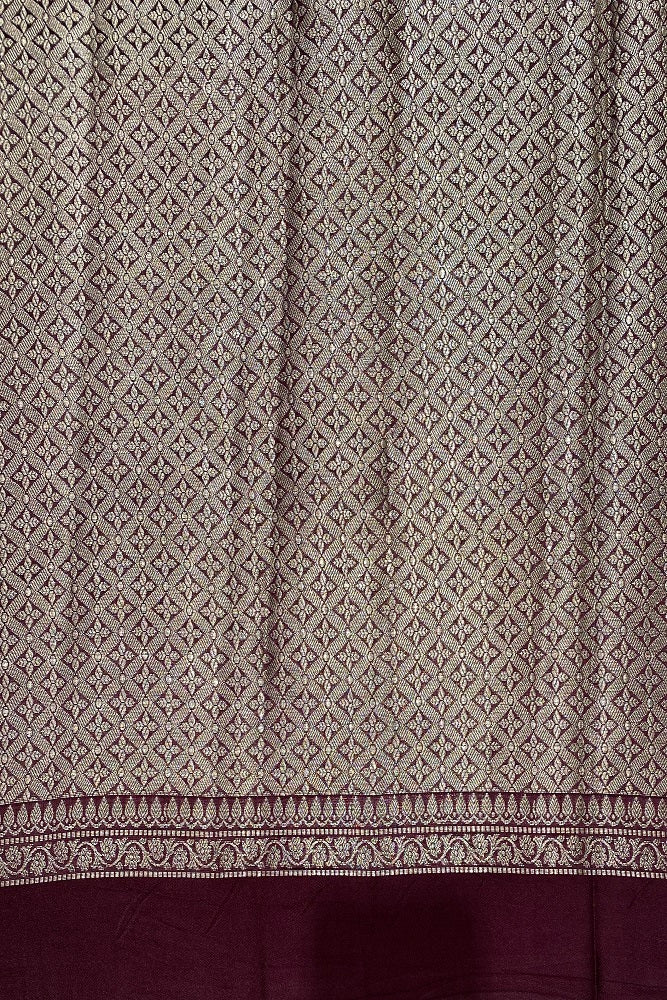 Purple Chiniya Silk Saree Hand Woven Butas With Blouse