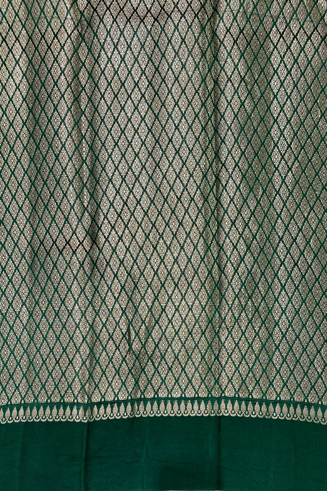 Green Chiniya Silk Saree Hand Woven Butas With Blouse