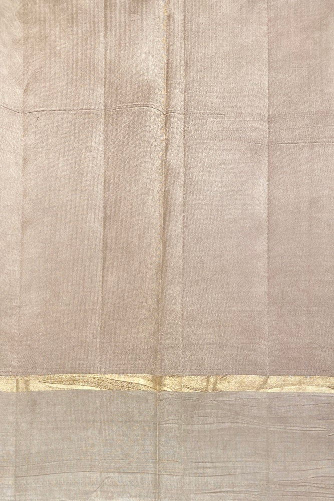 Rose Gold Chiniya Silk Saree Hand Woven Butas With Blouse