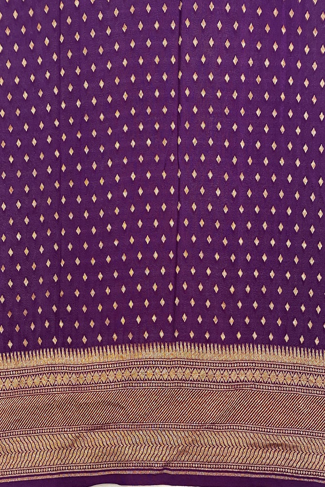 Purple Georgette Banarasi Khaddi Work Saree With Blouse piece.