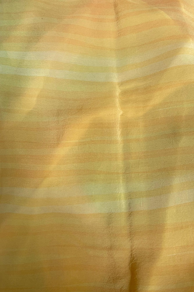 Multi Stripe Printed Chiffon Saree With Blouse Piece