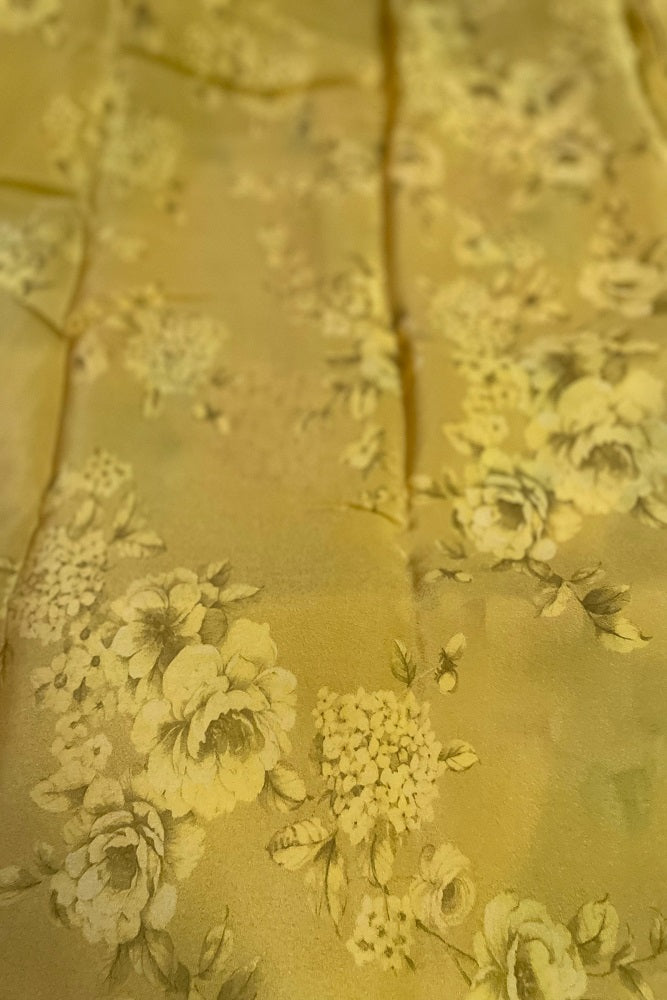 Yellow Multi Floral Printed Chiffon Saree With Blouse Piece
