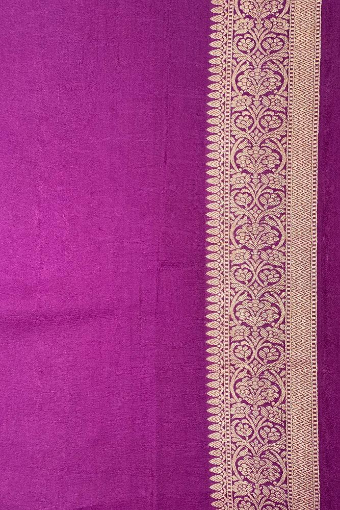 Perfect Purple Tussar Georgette Khaddi Handwoven Saree