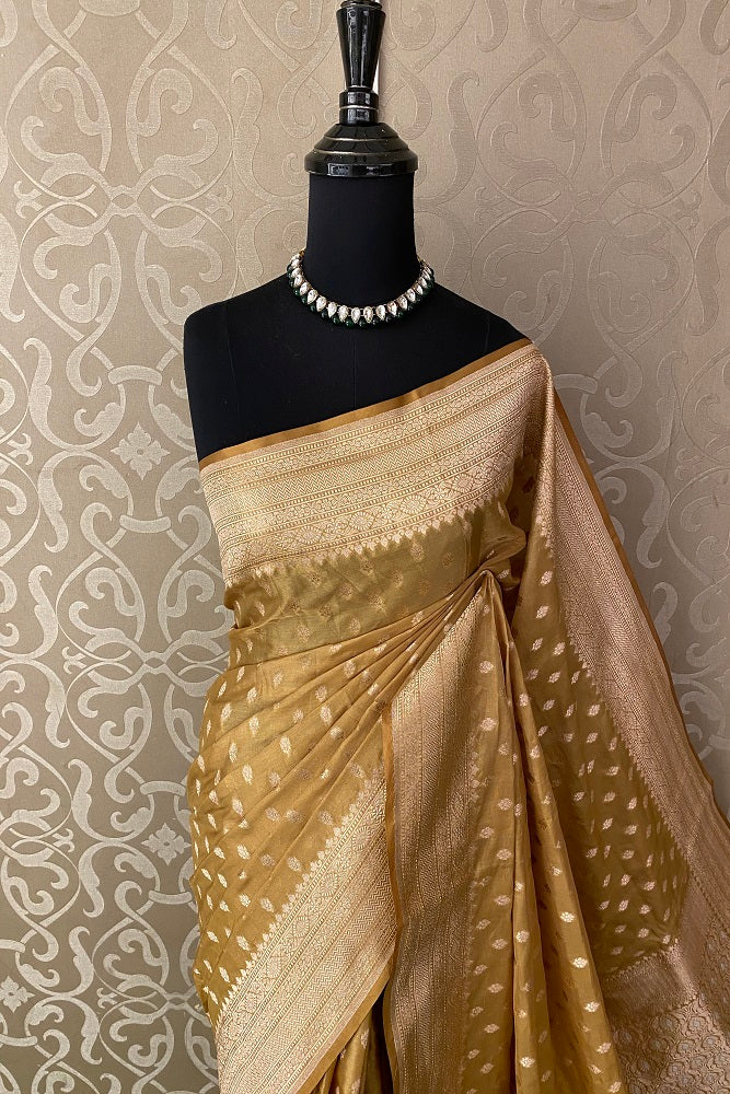 Gold Tissue Banarasi Silk Saree , With Blouse