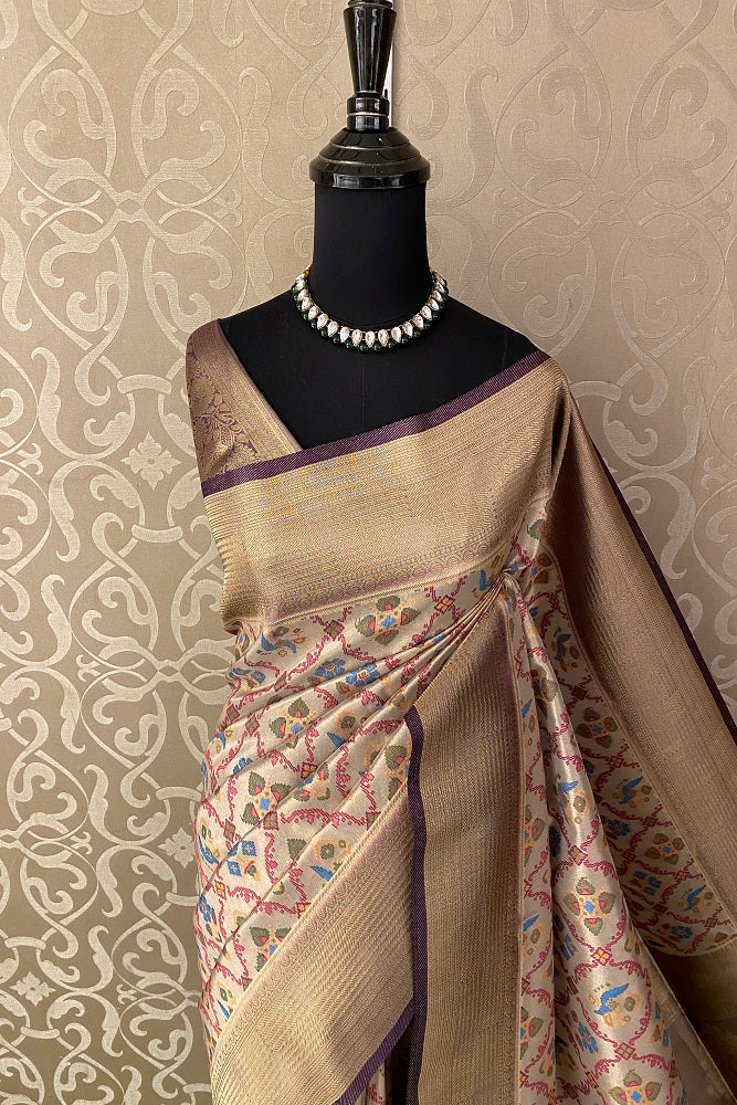 Multi Tissue Ikat Silk Saree, Multi Colour Weaving With Blouse.