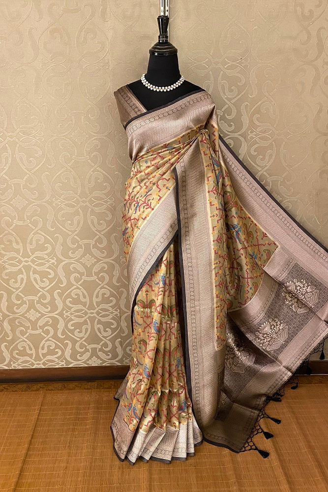 Multi Tissue Ikat Silk Saree, Multi Colour Weaving With Blouse.