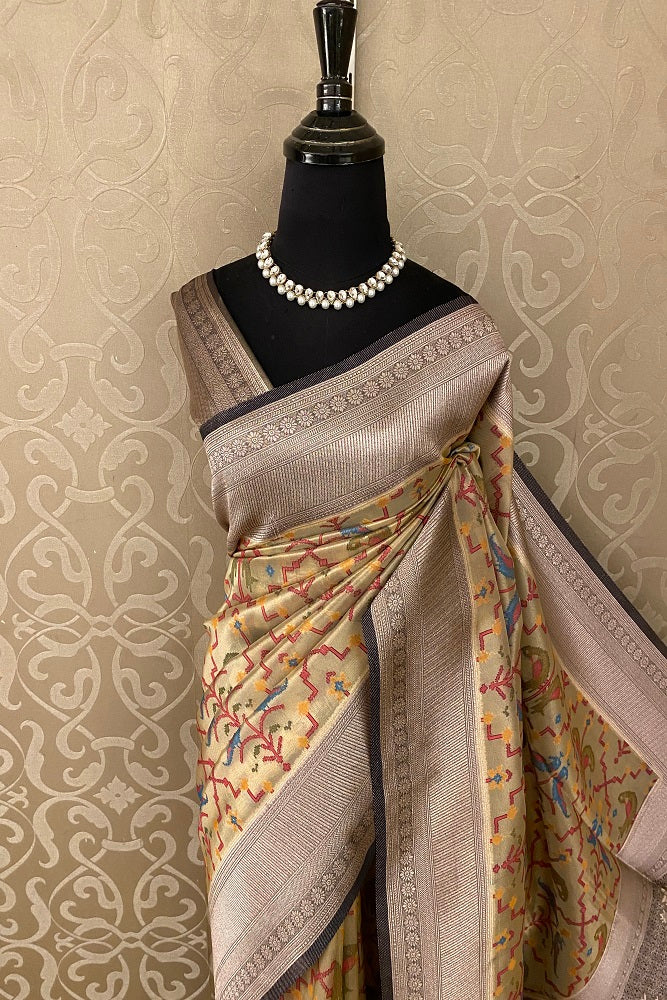 Multi Tissue Ikat Silk Saree, Multi Colour Weaving With Blouse.